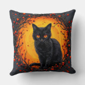 目つきハロウィン白熱［赤熱］光を放つ黒猫 クッション (裏面)