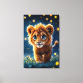 目で愛らしい毛皮のライオンきらめくの子 キャンバスプリント (正面)