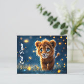 目で愛らしい毛皮のライオンきらめくの子 ポストカード (スタンド正面)