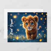 目で愛らしい毛皮のライオンきらめくの子 ポストカード (正面/裏面)