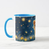 目で愛らしい毛皮のライオンきらめくの子 マグカップ (左)