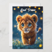 目で愛らしい毛皮のライオンきらめくの子 招待状 (正面)