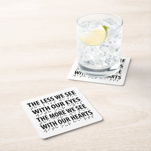 目で見る目が少ない – 盲目点字 スクエアペーパーコースター (インサイチュ)