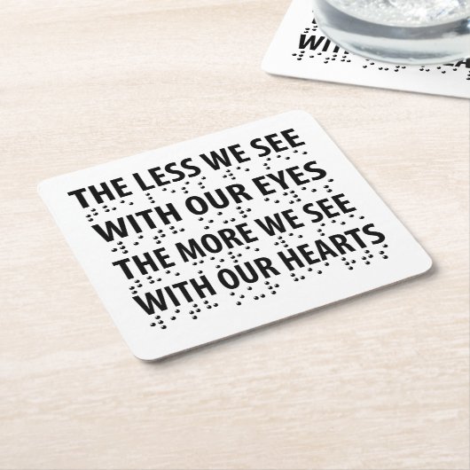 目で見る目が少ない – 盲目点字 スクエアペーパーコースター (アングル)