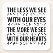 目で見る目が少ない – 盲目点字 スクエアペーパーコースター (正面)