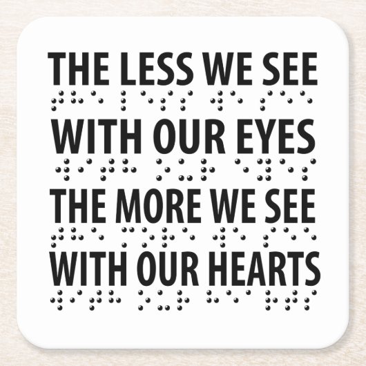 目で見る目が少ない – 盲目点字 スクエアペーパーコースター (正面)