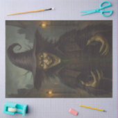 目と不気味な白熱［赤熱］光を放つ魔女 – ハ幽霊のよく出るロウィン 薄葉紙 (クラフト)