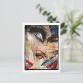 目と唇のコラージュグランジ縁ど ポストカード (スタンド正面)