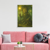 目と杖を持つ白熱［赤熱］光を放つ古代の樹木守り人 キャンバスプリント (インサイチュ (リビング))