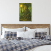 目と杖を持つ白熱［赤熱］光を放つ古代の樹木守り人 キャンバスプリント (インサイチュ (寝室))