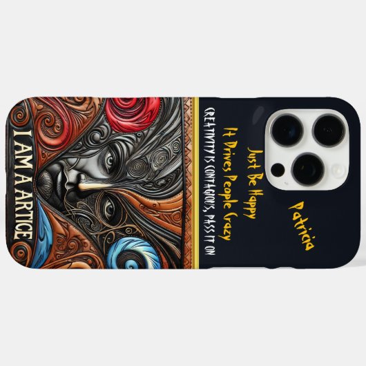 目と渦巻き旋回を持つ表現デザイン Case-Mate iPhoneケース (裏面 (横))