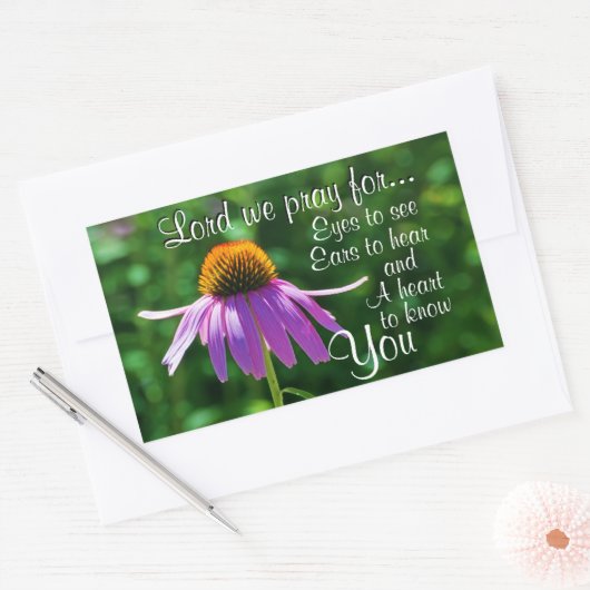 目と耳が聞こえる祈りの言葉 長方形シール (封筒)