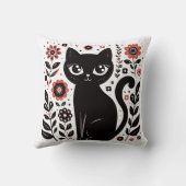 目と花が大きいかわいい黒猫 クッション (裏面)