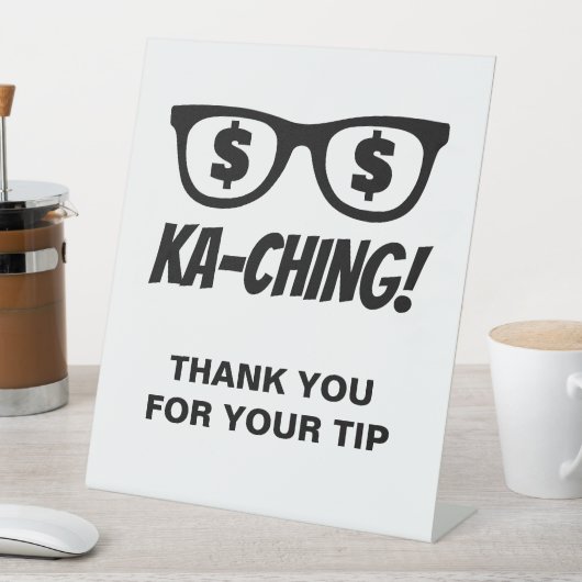 目にドル記号 Ka-ching 面白いチップサイン 台座サイン (インサイチュ)