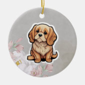 目に見えないリードの犬の追悼アート - 彼はまだここにいる セラミックオーナメント (正面)