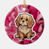 目に見えないリードの犬の追悼アート - 彼はまだここにいる セラミックオーナメント (正面)