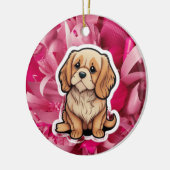 目に見えないリードの犬の追悼アート - 彼はまだここにいる セラミックオーナメント (左)