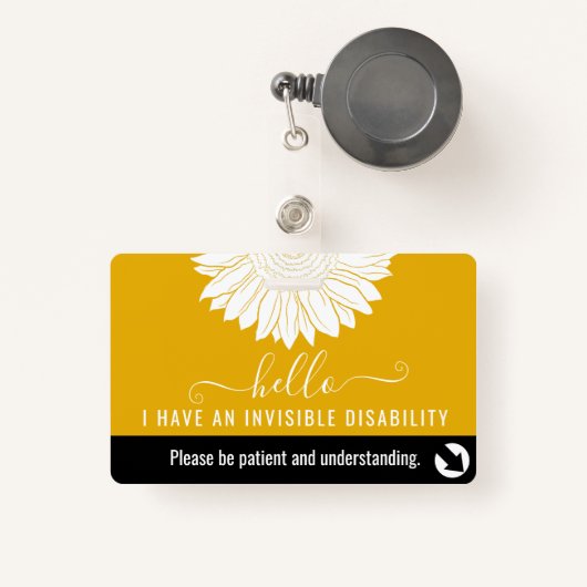 目に見えない障害認識度と緊急事態 バッジ (正面リトラクタブル付き)