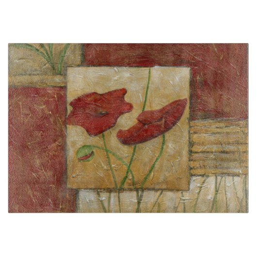 目に見えるブラシの打撃との花の絵画 カッティングボード (正面)