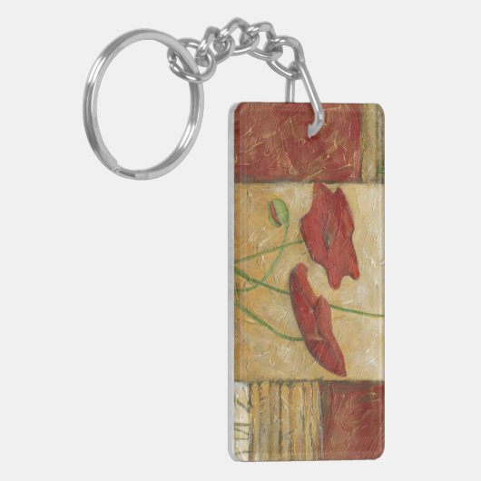 目に見えるブラシの打撃との花の絵画 キーホルダー (正面左)