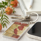 目に見えるブラシの打撃との花の絵画 キーホルダー (正面右)