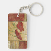 目に見えるブラシの打撃との花の絵画 キーホルダー (裏面)