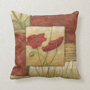 目に見えるブラシの打撃との花の絵画 クッション