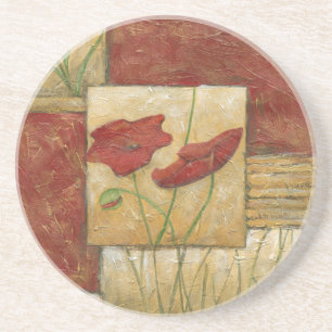 目に見えるブラシの打撃との花の絵画 コースター