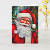 目に輝きを宿したサンタクロースのブランクカード カード (黄色い花)