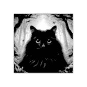 目のふわふわの美しい黒猫 ラバースタンプ (インプリント)