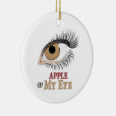 目のまつ毛アートのリンゴ セラミックオーナメント (右)