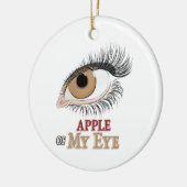 目のまつ毛アートのリンゴ セラミックオーナメント (左)