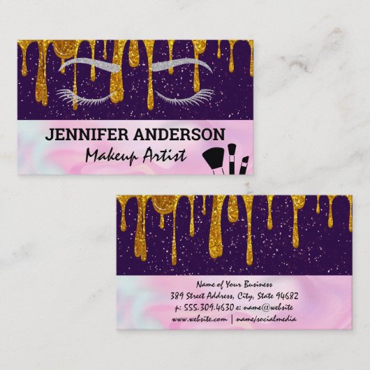 目のまぶし |グリッター滴 |メイクアップブラシ ロイヤリティカード (正面/裏面)