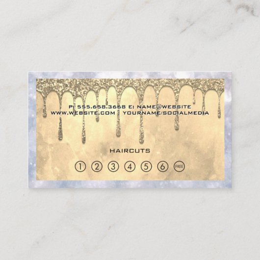 目のまぶし | 金ゴールドグリッター滴 | メイクアップブラシ ロイヤリティカード (裏面)