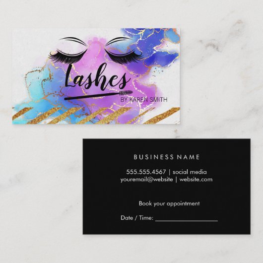 目のまぶし |金芸術的箔の背景 予約カード (正面/裏面)