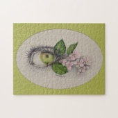 目のアップルサーレアルスケッチアートグリーン ジグソーパズル (横)