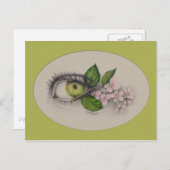 目のアップルサーレアルスケッチアートグリーン ポストカード (正面/裏面)