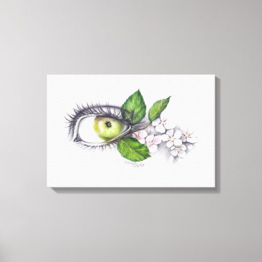目のアップルサーレアルスケッチアート キャンバスプリント (正面)
