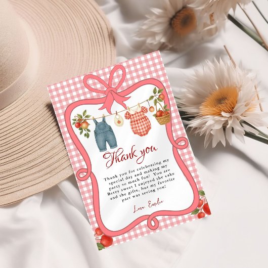 目のアップルフルーツベビーシャワーサンキューカード 招待状