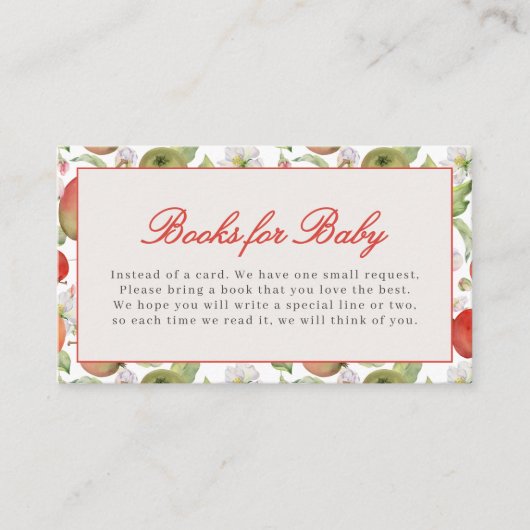 目のアップルベビーシャワーブックのベビーカード エンクロージャーカード (正面)