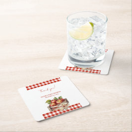 目のアップルレッドオーチャードベビーシャワー スクエアペーパーコースター