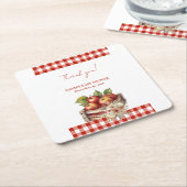 目のアップルレッドオーチャードベビーシャワー スクエアペーパーコースター (アングル)