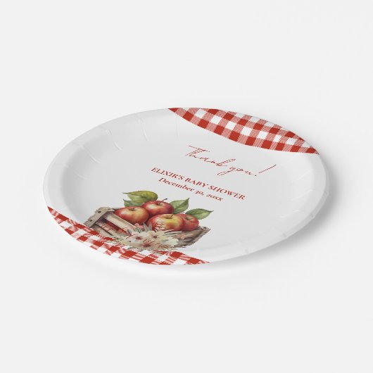 目のアップルレッドオーチャードベビーシャワー ペーパープレート (アングル)