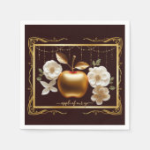 目のエレガント金ゴールドのアップルベイビーシャワー スタンダードカクテルナプキン (正面)