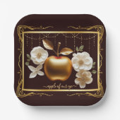 目のエレガント金ゴールドのアップルベイビーシャワー ペーパープレート (正面)