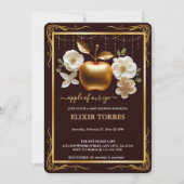 目のエレガント金ゴールドのアップルベイビーシャワー 招待状 (正面)