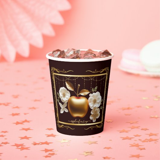 目のエレガント金ゴールドのアップルベイビーシャワー 紙コップ (インサイチュ)