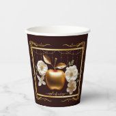 目のエレガント金ゴールドのアップルベイビーシャワー 紙コップ (正面)