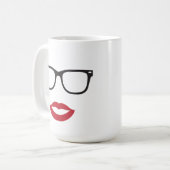 目のガラスおよび唇のマグ コーヒーマグカップ (正面左)
