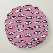 目のシームレスなパターン、手描きの背景e ラウンドクッション (裏面)